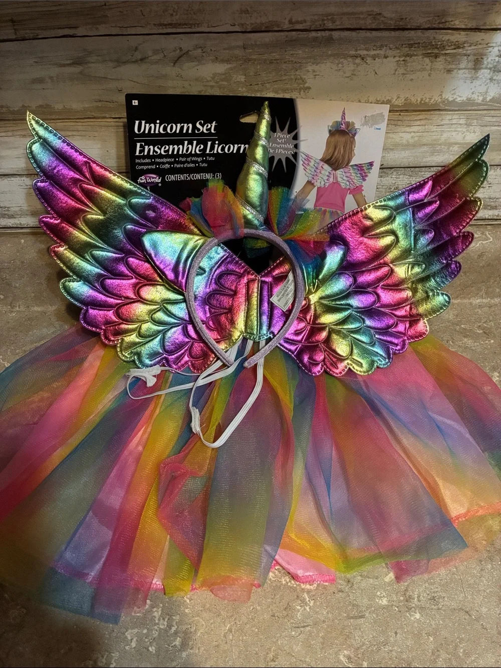 Halloween Unicorn Set Kids Costume - Rainbow Wings, Headpiece & Tutu NWT